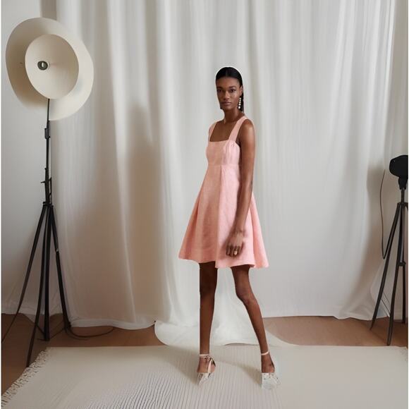 Banana Republic‎ Linen Kenza Mini Dress Babydoll Pink Size 6 Sundress NEW - Picture 1 of 14